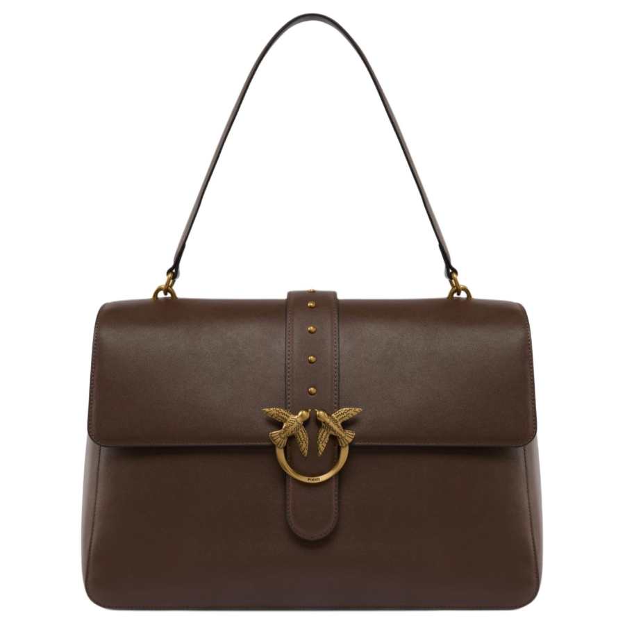 PINKO Cow Leather Shoulder Bag Women's Brown