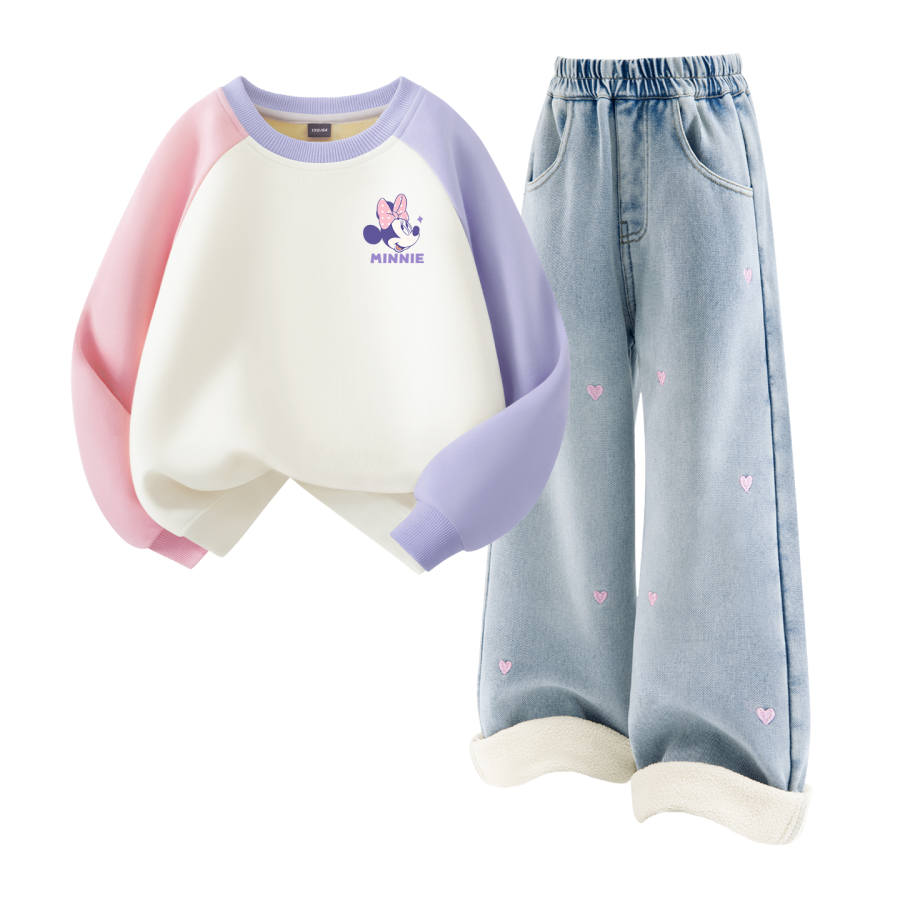 Disney Kids Casual Sportswear Crew Neck Thickened And Fleece Lined