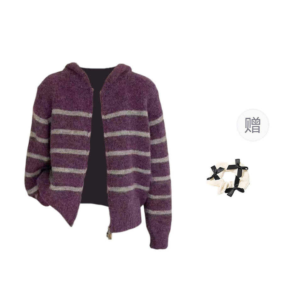 CPAURA Knitwear Women's Hooded Moderate Cardigan