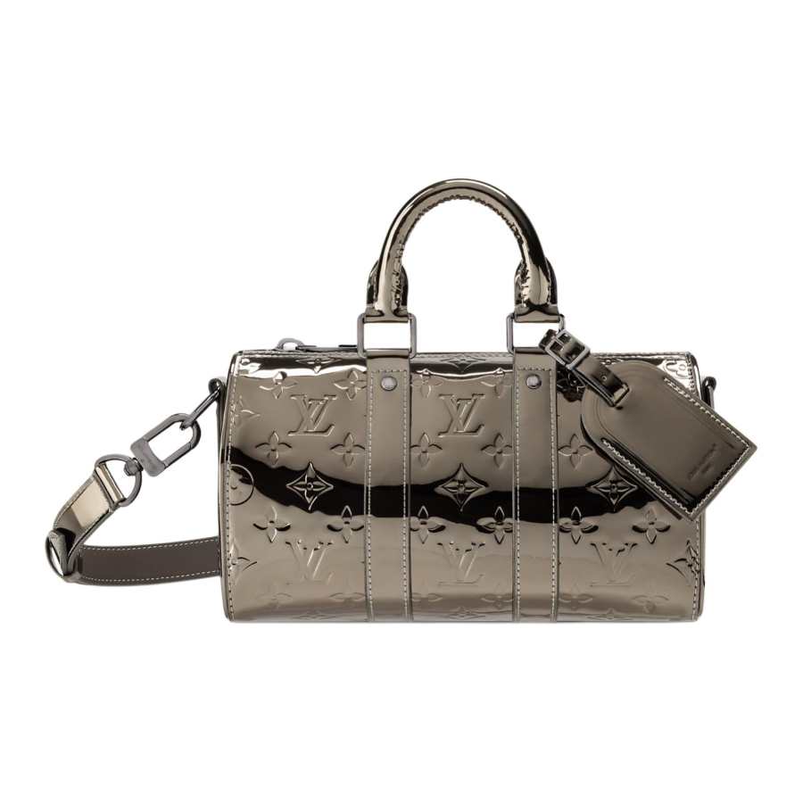 LOUIS VUITTON Keepall Coated Canvas One Shoulder Handbag Women's Silver