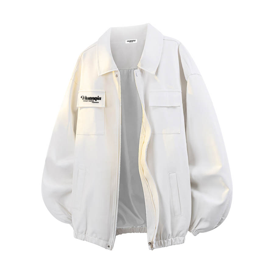 HUANQIU Leather Jackets Unisex Lapel Moderate