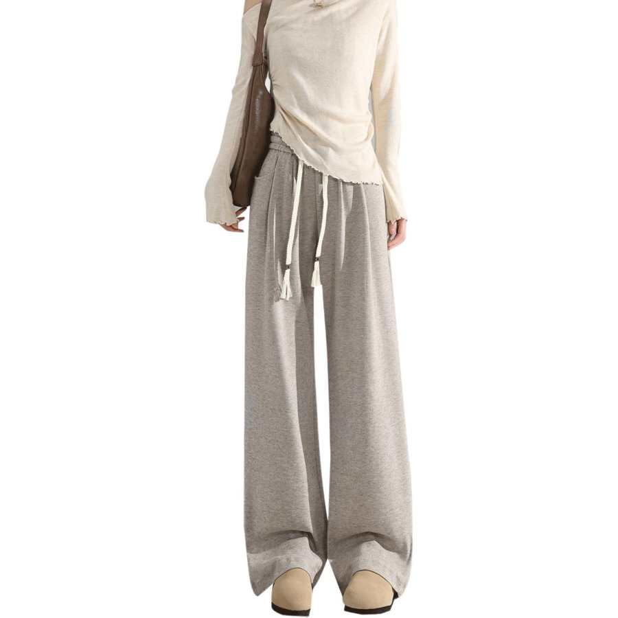 Tonlion Casual Pants Women's Light Apricot Gray Moderate Wide Leg Pants