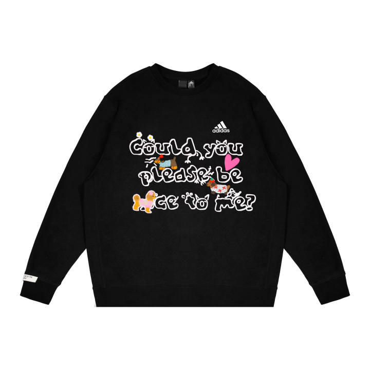 Adidas Adidas Sweatshirts Unisex Black Crew Neck Thickened Regular