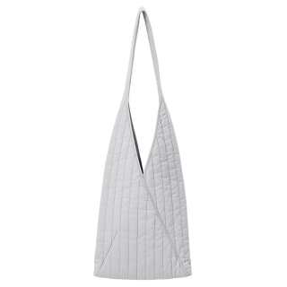 MUJI Cotton With Linen One Shoulder Handbag Medium Unisex Light Gray/Light Beige/Dark Beige