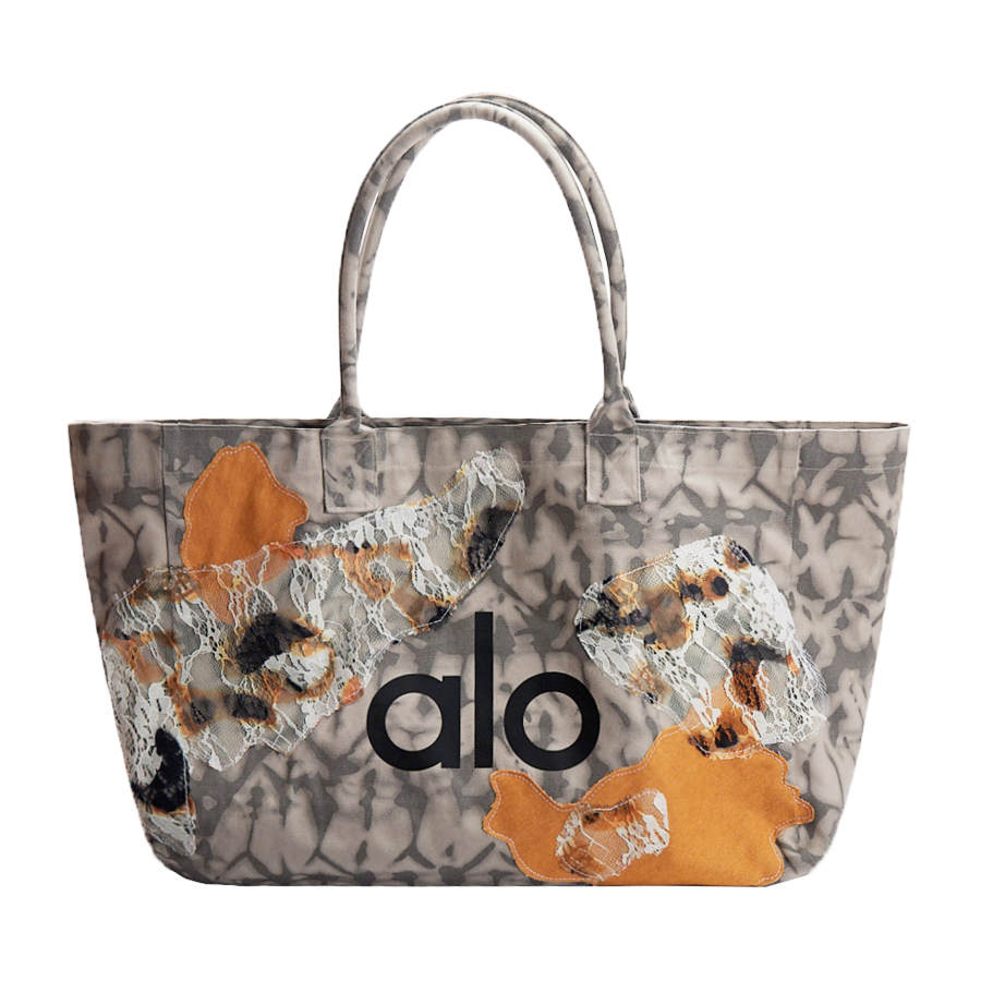 Alo Yoga Cotton Bubble Jellyfish, Sunset At Palm Beach Handbag Large Women's Gray Yellow