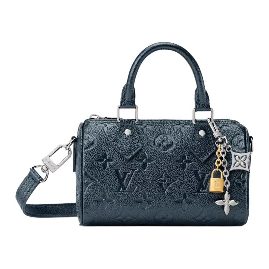 LOUIS VUITTON NANO SPEEDY Cow Leather Shoulder Bag, Crossbody Bag, Handbag Women's Ink Blue