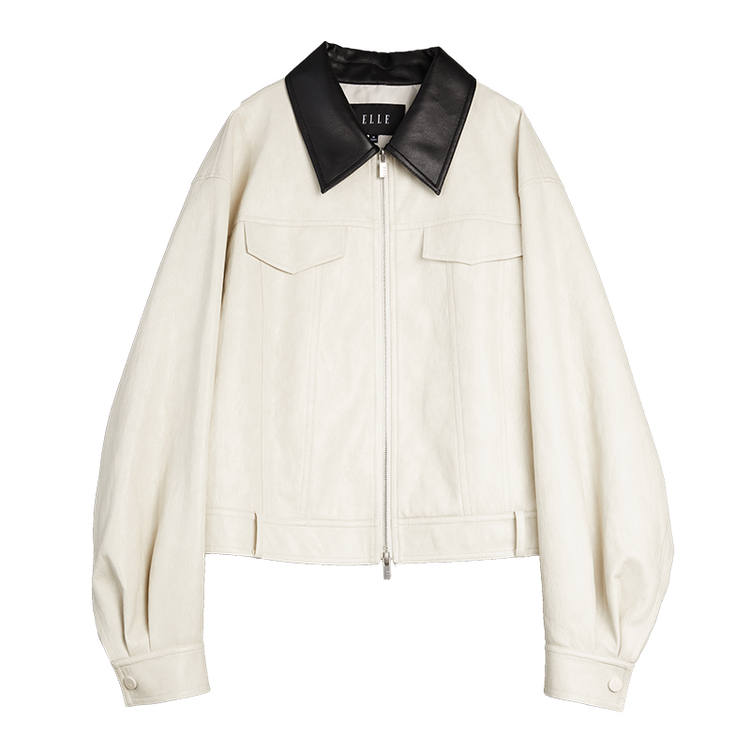 ELLE Jackets Women's Ecru Lapel Moderate Workwear