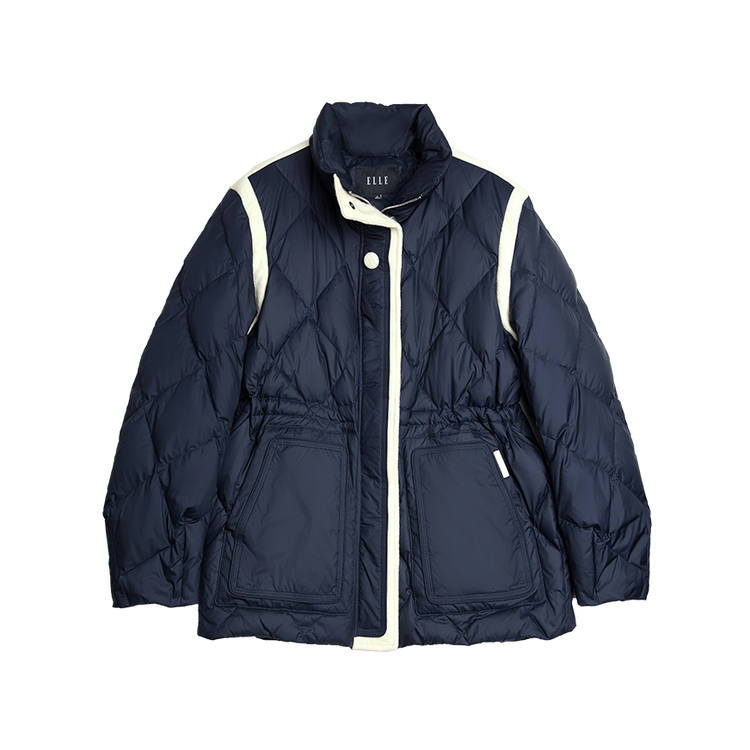 ELLE ELLE Down Jackets Women's Navy Blue Stand Collar Thickened