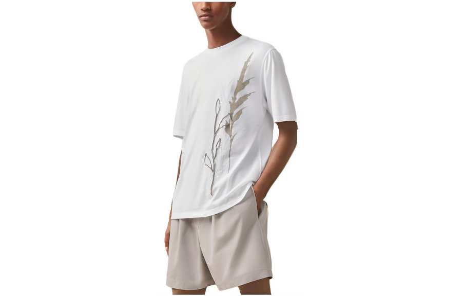 HERMES T Shirts Men's White Crew Neck Moderate Straight Fit