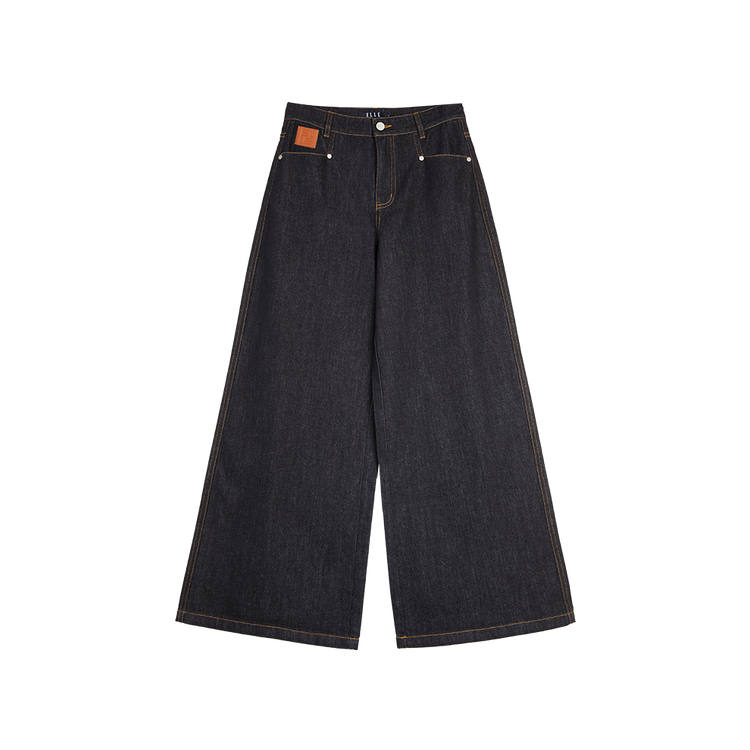 ELLE Jeans Women's Denim Black Moderate Wide Leg Pants