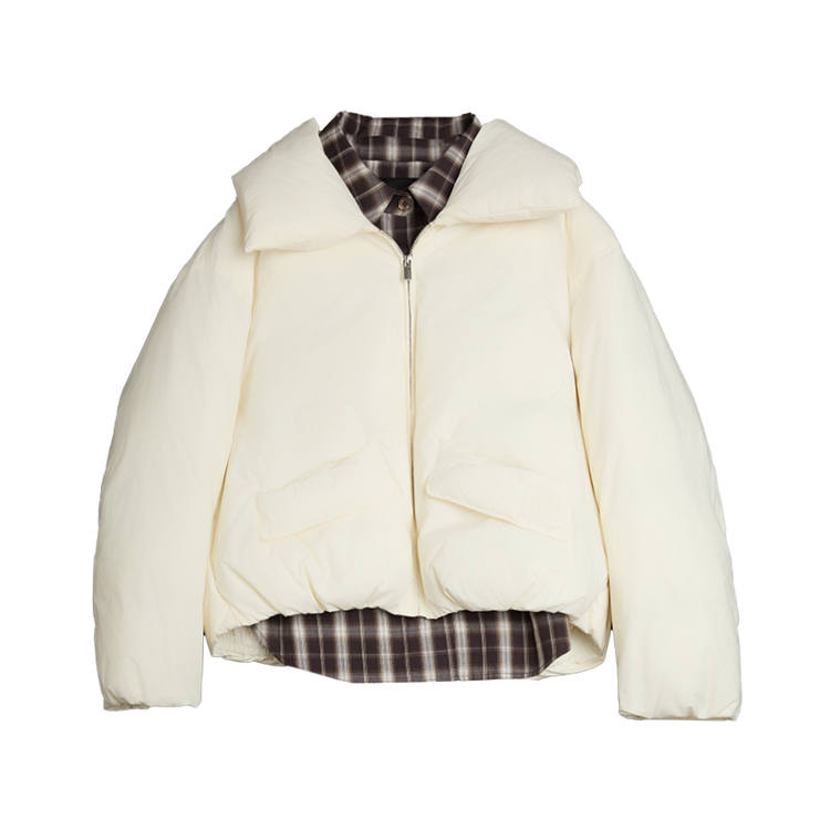 ELLE ELLE Down Jackets Women's White Lapel Thickened Puffer Jacket
