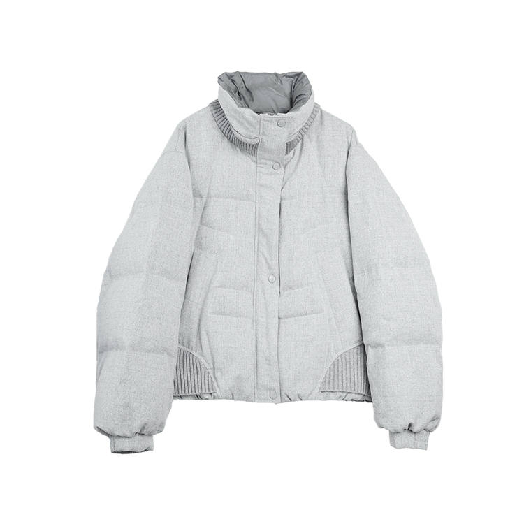 ELLE Down Jackets Women's Light Gray Hooded Moderate Puffer Jacket