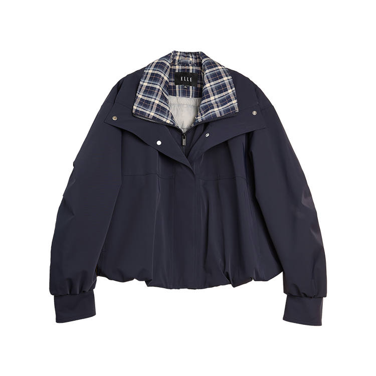 ELLE ELLE Down Jackets Women's Navy Blue Lapel Thickened Parka Down Jacket