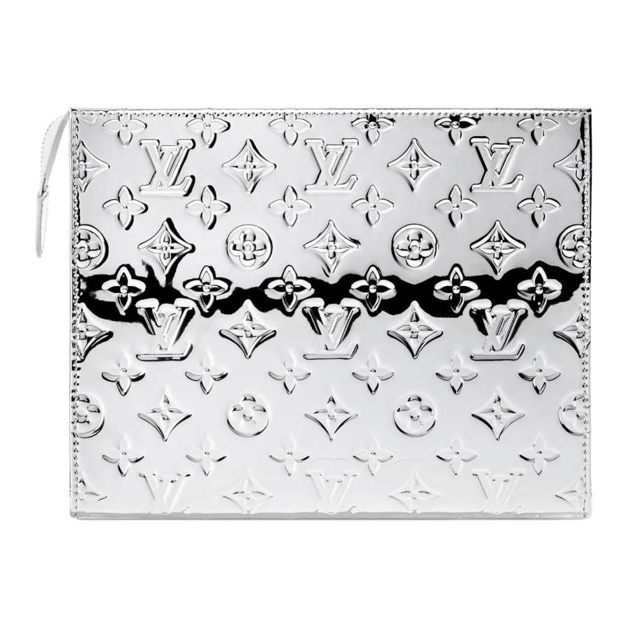 LOUIS VUITTON Poche Toilette Coated Canvas Toiletry Bag Toiletry Bag Women's Silver