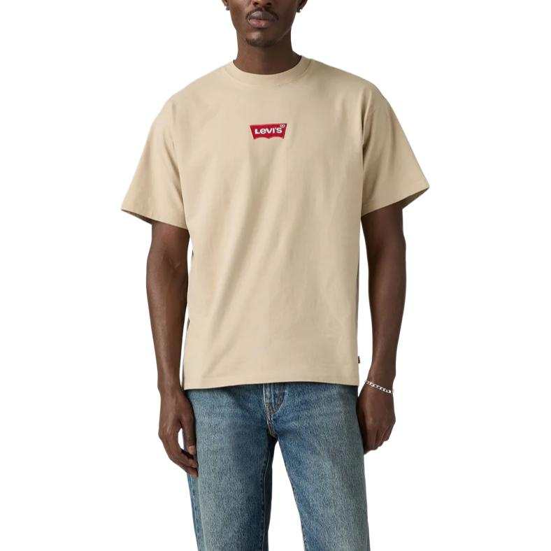 Levis Levis T Shirts Men's Beige Yellow Crew Neck Thickened