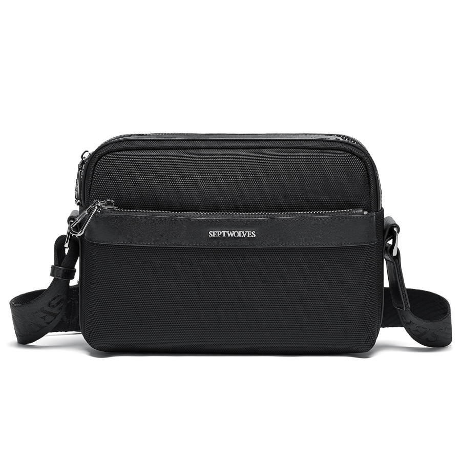 SEPTWOLVES Cow Leather Crossbody Bags Regular Men's Black