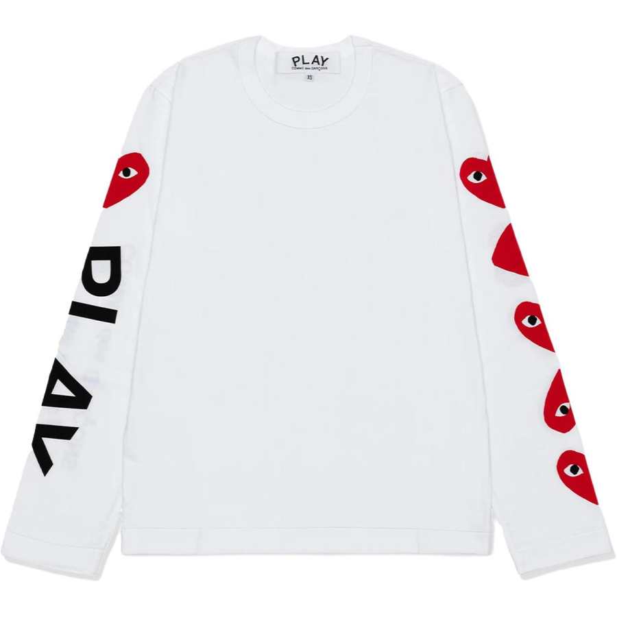 CDG Play Comme Des Garcons Play Red Multi Heart L/S T shirt