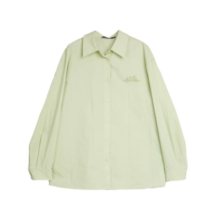 ELLE Shirts Women's Fruit Green Lapel Moderate Shirt
