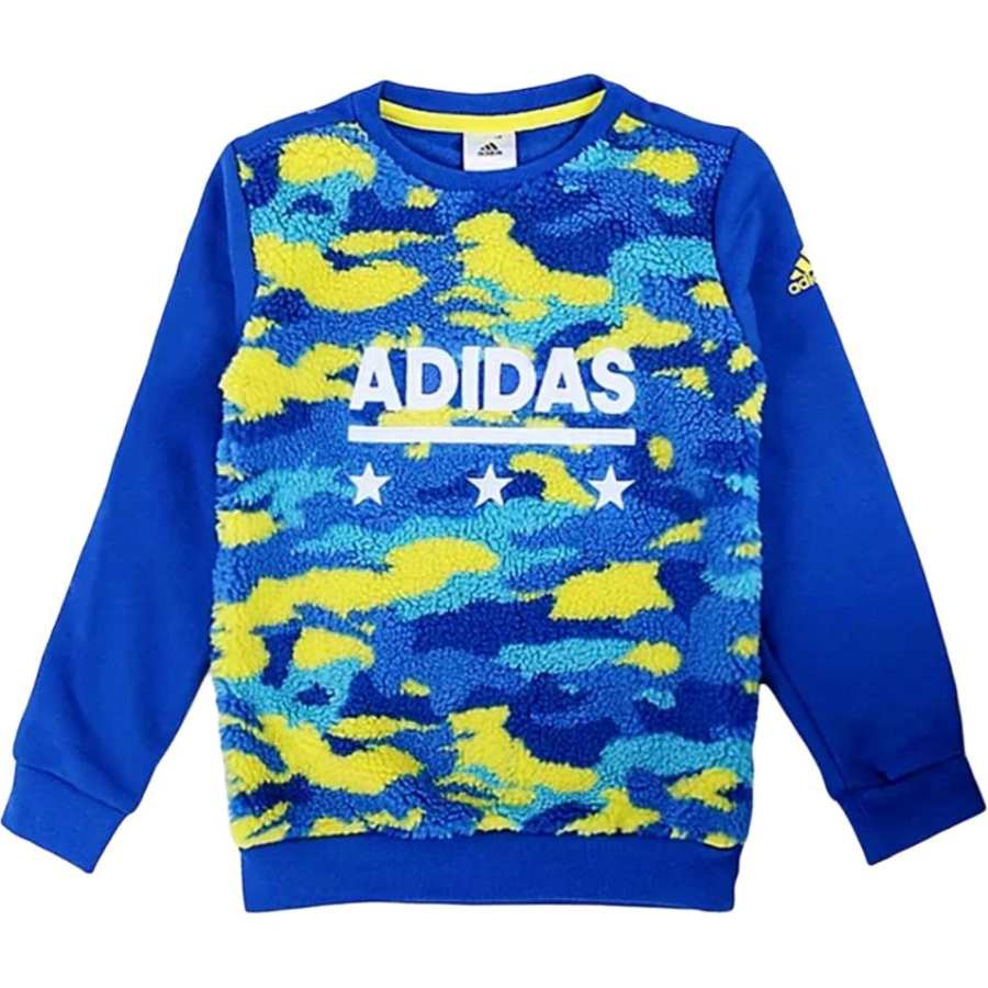 Adidas Adidas Sweatshirt Crew Neck Athleisure Fleece Lined Thermal Long Sleeved Pullover Kids'