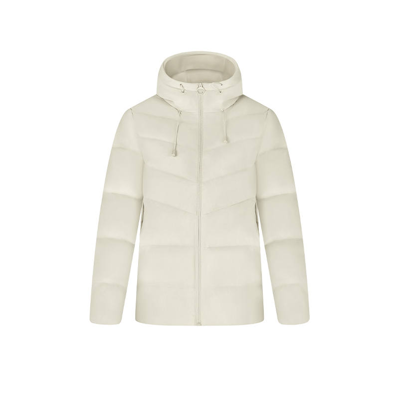 361° Down Jackets Women's Light Beige Gray Hooded Thickened Down Jacket