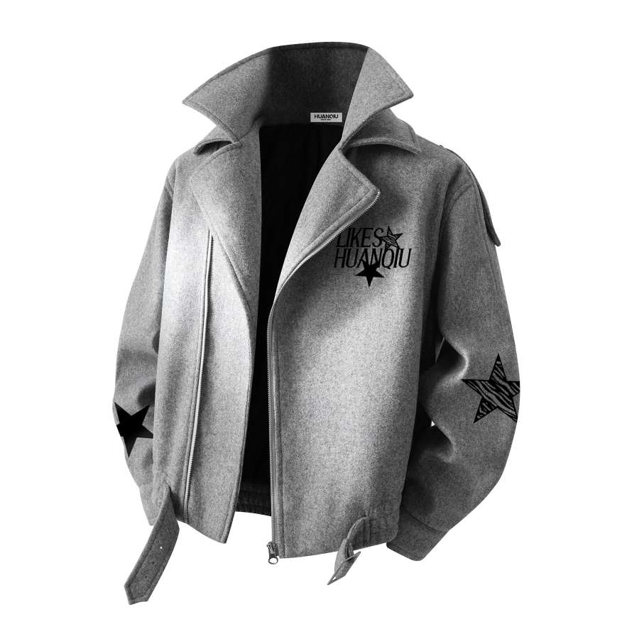 HUANQIU Puffer Jackets Unisex Lapel Moderate Puffer Jacket