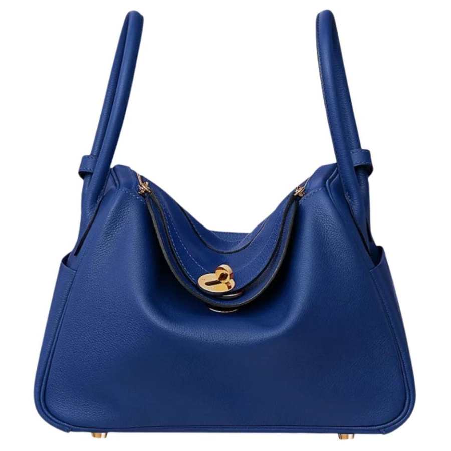 HERMES Lindy Evercolor Leather Handbag 26 Women's O8 Bleu Royal Blue