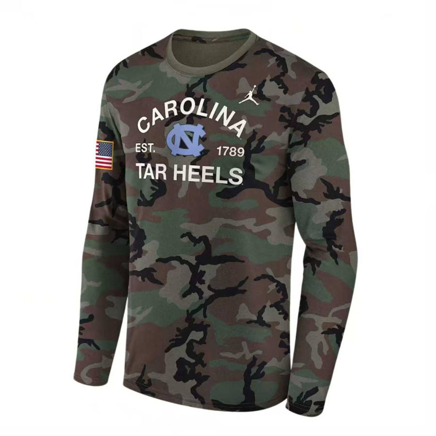 Jordan Jordan North Carolina 2025 Military Appreciation Legend Men's Jordan Brand Dri FIT College Long Sleeve T Shirt