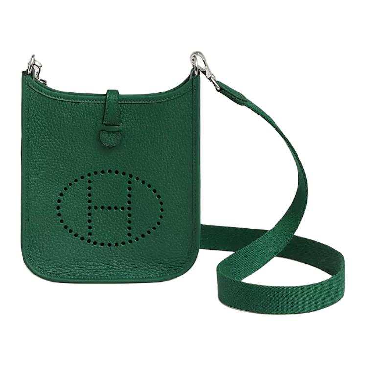 HERMES Evelyne Clemence Cow Leather Crossbody Bag, Shoulder Bag 16 Women's 65 Vert Moyen Medium Green