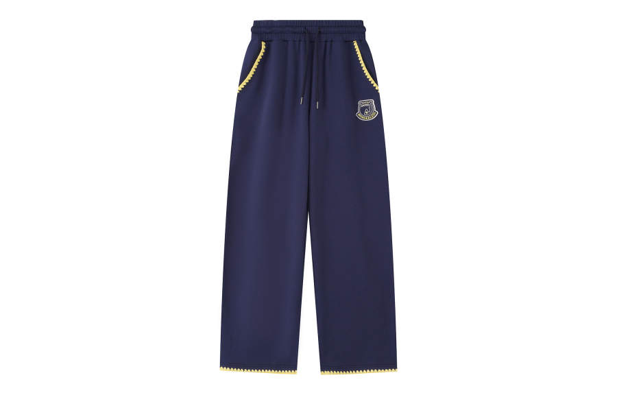 F426 Chinese Fashion Trend American Casual Shell Overlock Embroidery Fleece Lined Set Sweatpants Unisex