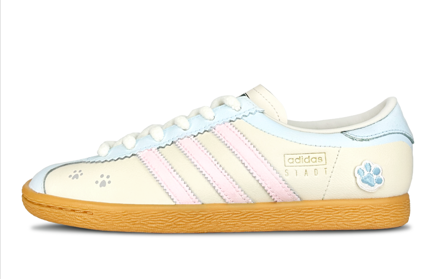 Adidas Originals Stadt Pink Blue Cat Paw Leather Abrasion Resistant Cushioning Abrasion Resistant Cushioning Low top
