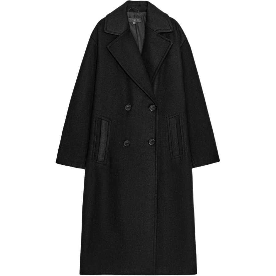ZARA Coats Women's Black Lapel Moderate
