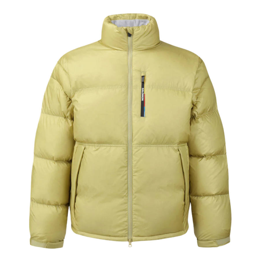 SALOMON Down Jackets Unisex Light Autumn Leaves Yellow Hooded Non Detachable Moderate