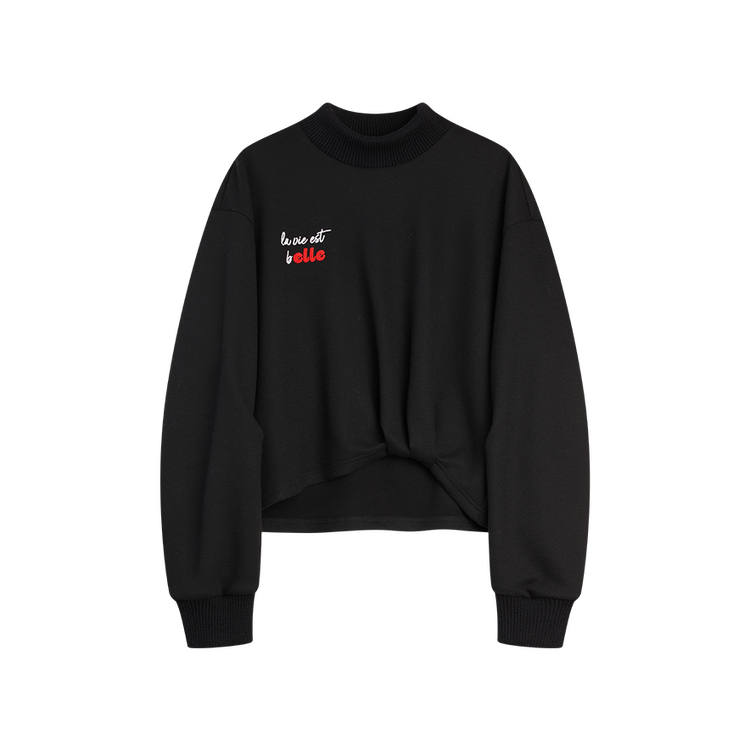 ELLE ELLE Sweatshirts Women's Black Half Turtleneck Thickened Regular