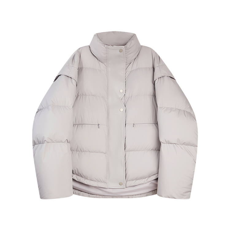 ELLE Down Jackets Women's Light Gray Stand Collar Moderate Puffer Jacket