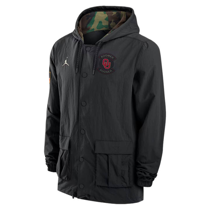 Jordan Jordan Oklahoma Men's Jordan Brand Full Snap Hooded Military Jacket