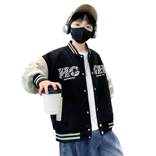 Lanza Casual Baseball Jacket Spring Fall Black Teenagers