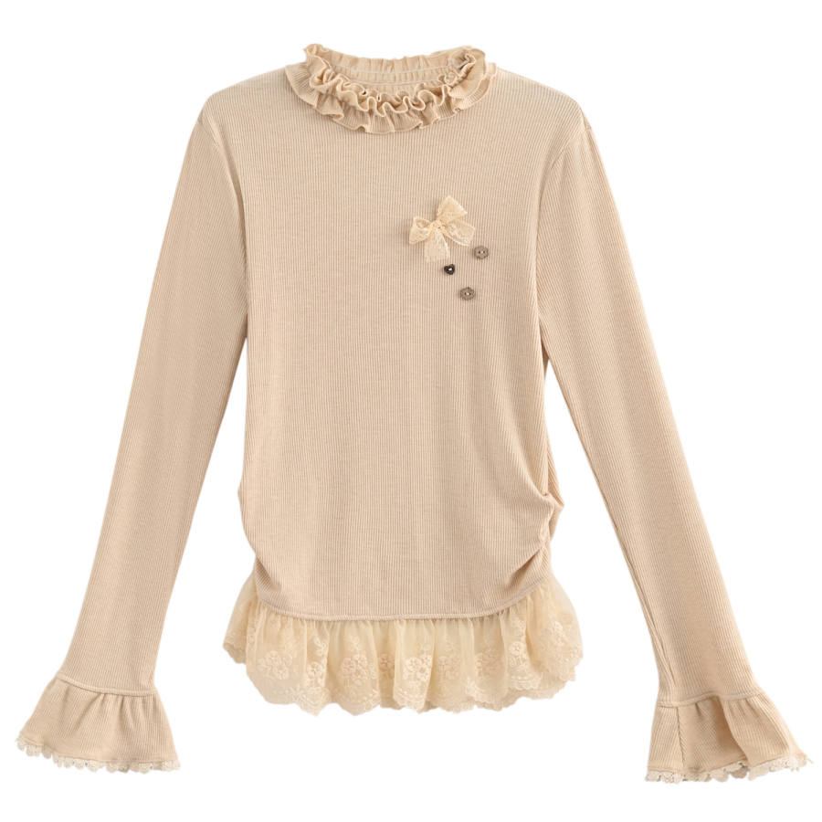 SNBL T Shirts Women's Apricot Stand Collar