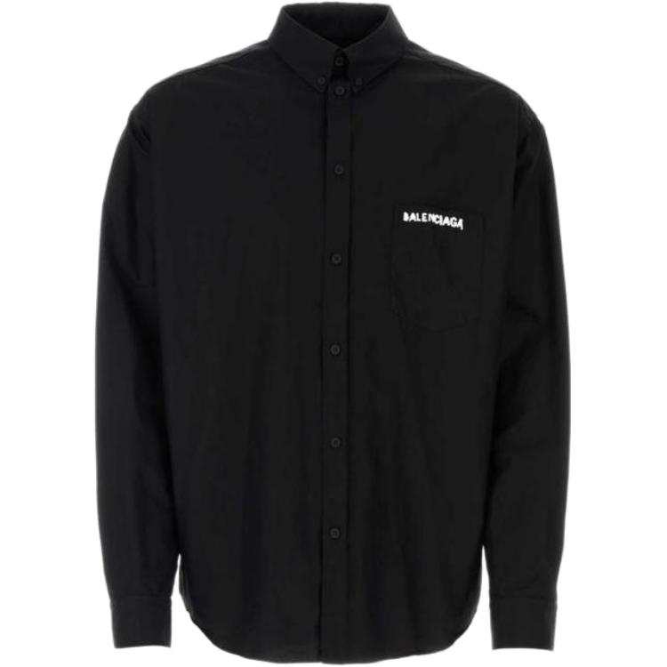 Balenciaga Shirts Men's Black Stand Collar Moderate Other