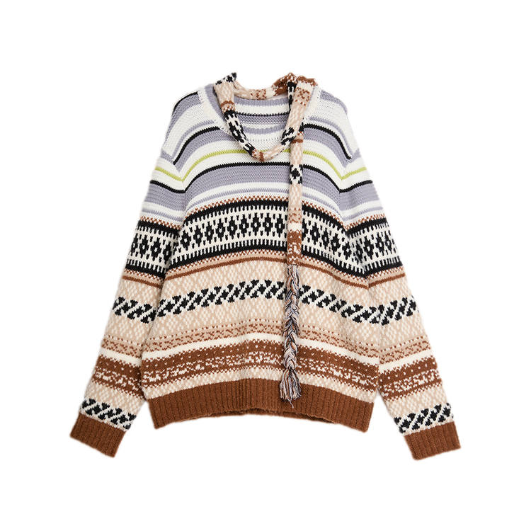 ELLE Knitwear Women's Caramel Crew Neck Thickened