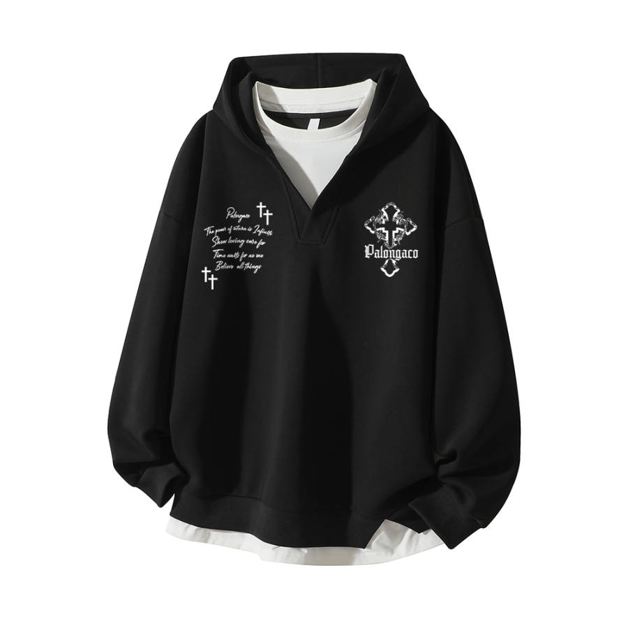 PAL ONGACO Sweatshirts Unisex Hooded Moderate Mock Two Piece