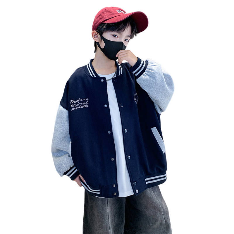 Lanza Lanza Casual Baseball Jacket Spring Fall Navy Blue Teenagers