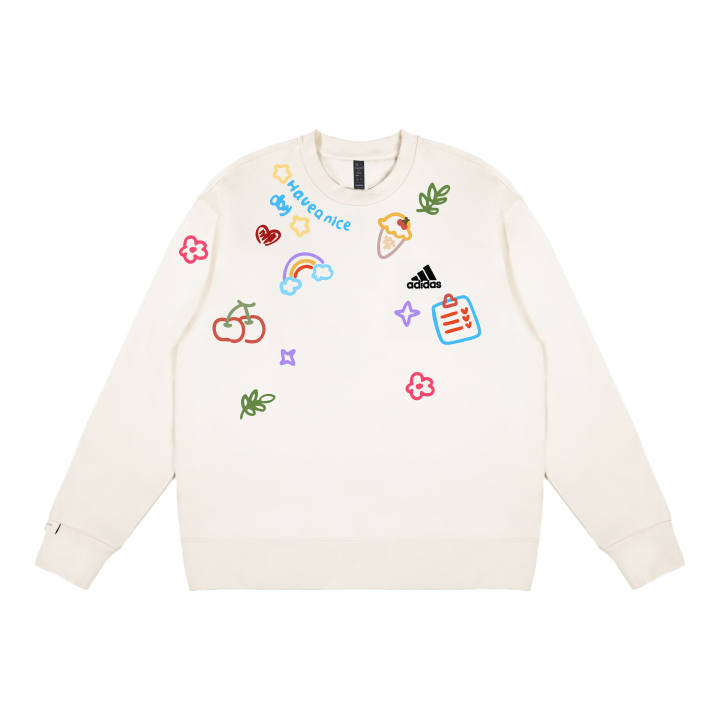 Adidas Adidas Sweatshirts Unisex White Crew Neck Moderate Regular