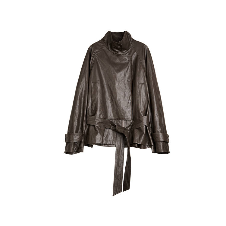 ELLE ELLE Leather Jackets Women's Coffee Moderate Biker Jacket