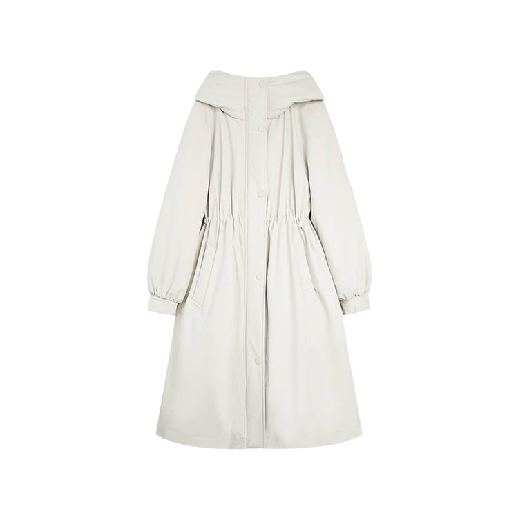 ELLE Down Jackets Women's Light Gray Hooded