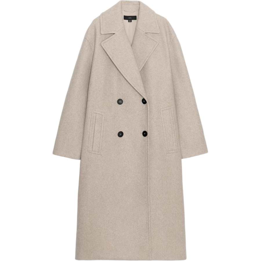 ZARA Coats Women's Beige Lapel Moderate