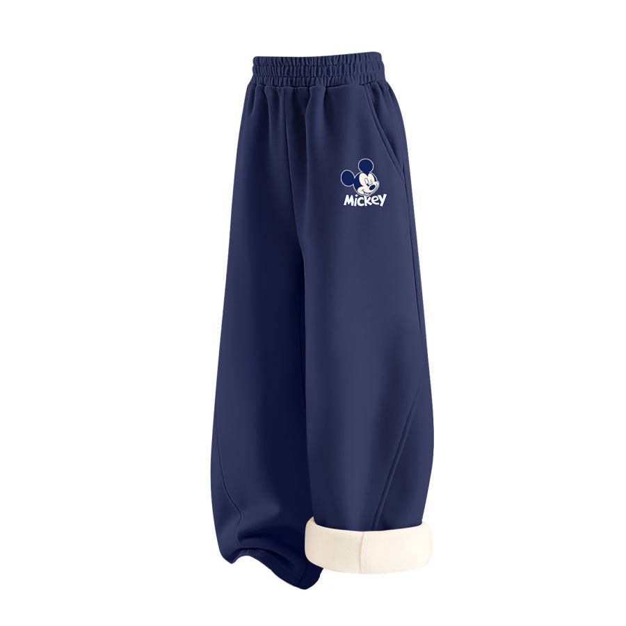 Disney Knitted Sweatpants Kids' Thickened And Fleece Lined Knife Edge Sweatpants Winter Thermal Style