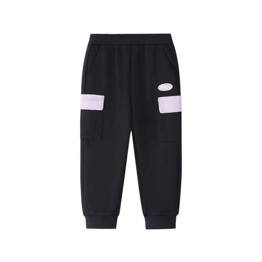 FILA KIDS Knitted Sweatpants ORIGINALE Thermal Moisture Wicking Breathable Loose Fit Elastic Cuff Fleece Lined