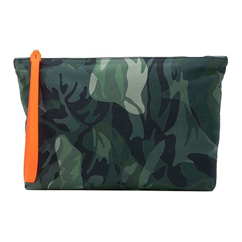 Alexander McQueen Print Nylon Fabric Clutch Regular Unisex Green Camouflage