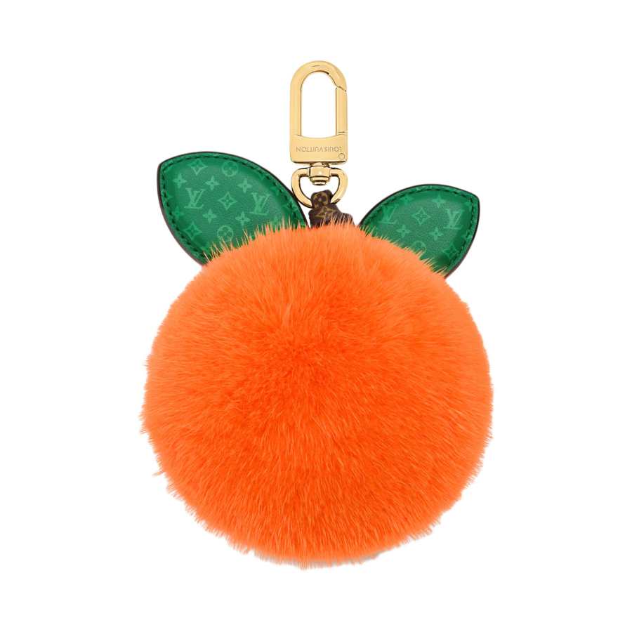 LOUIS VUITTON Mink Fur Coin Purse Unisex Orange