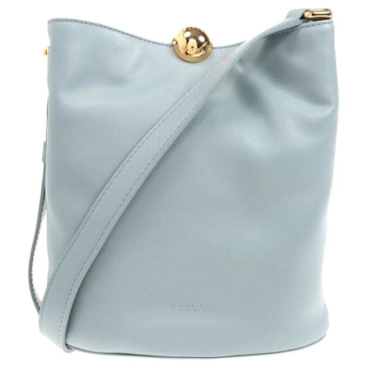 Furla Calfskin Bucket Bag, Shoulder Bag Mini Women's Light Blue